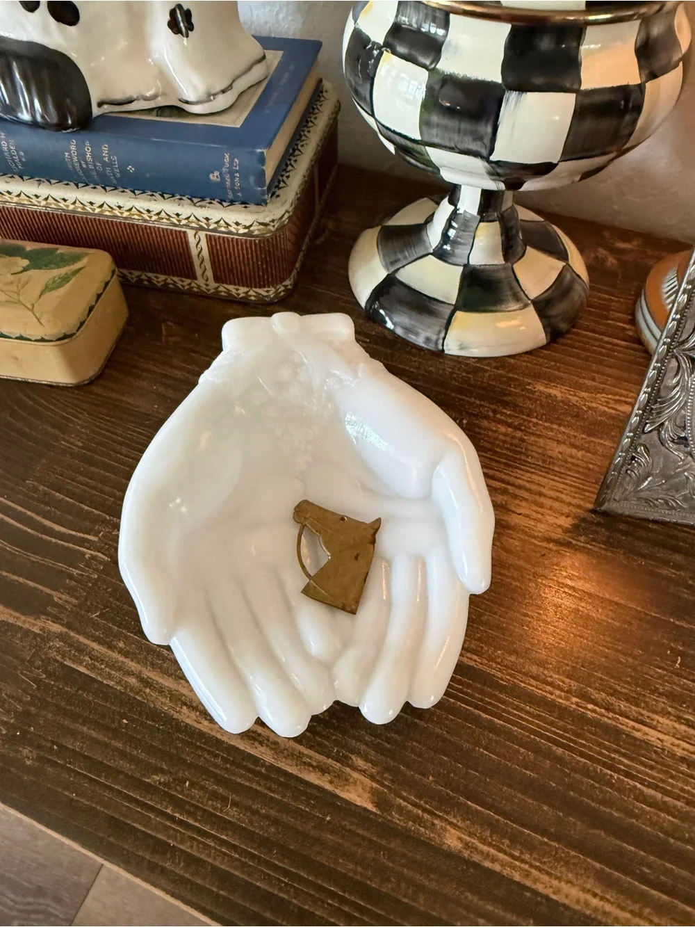 Vintage Milk Glass “Hand” Trinket Dish